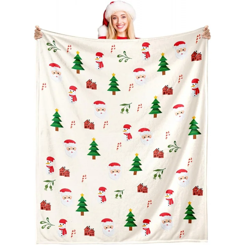 Christmas pattern blanket, children's blanket, suitable for sofa bed, blanket for teenagers, girls and boys, can be used for fam