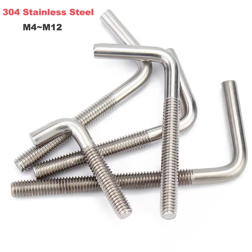 1-5pcs M4 M5 M6 M8 M10 M12 L Shape Right Angle Anchor Bolt Screw SUS304 Stainless Steel 7 Shape Screw