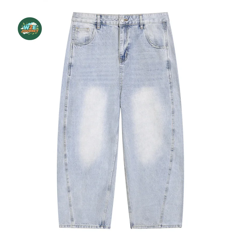 W2EJOURNEY EU US Size Luxury Quality Jean Pants Outdoor Wear Vintage 465G Retro Washed Curved Wide-Leg Casual Jeans For Men