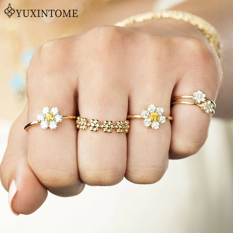 New Gold Plated Silver Crystal Stereo Zircon Proposal Ring Size 6/7/8 Wedding Engagement Ring High Fashion Jewelry Birthday Gift