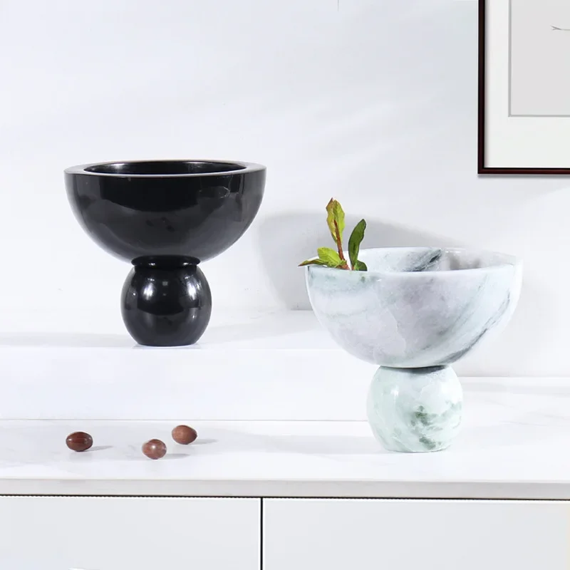Natural Marble Storage Tray, Circular Fruit Tray, Living Room Desktop Container, Snacks, Small Accessories, Kitchen Organizer