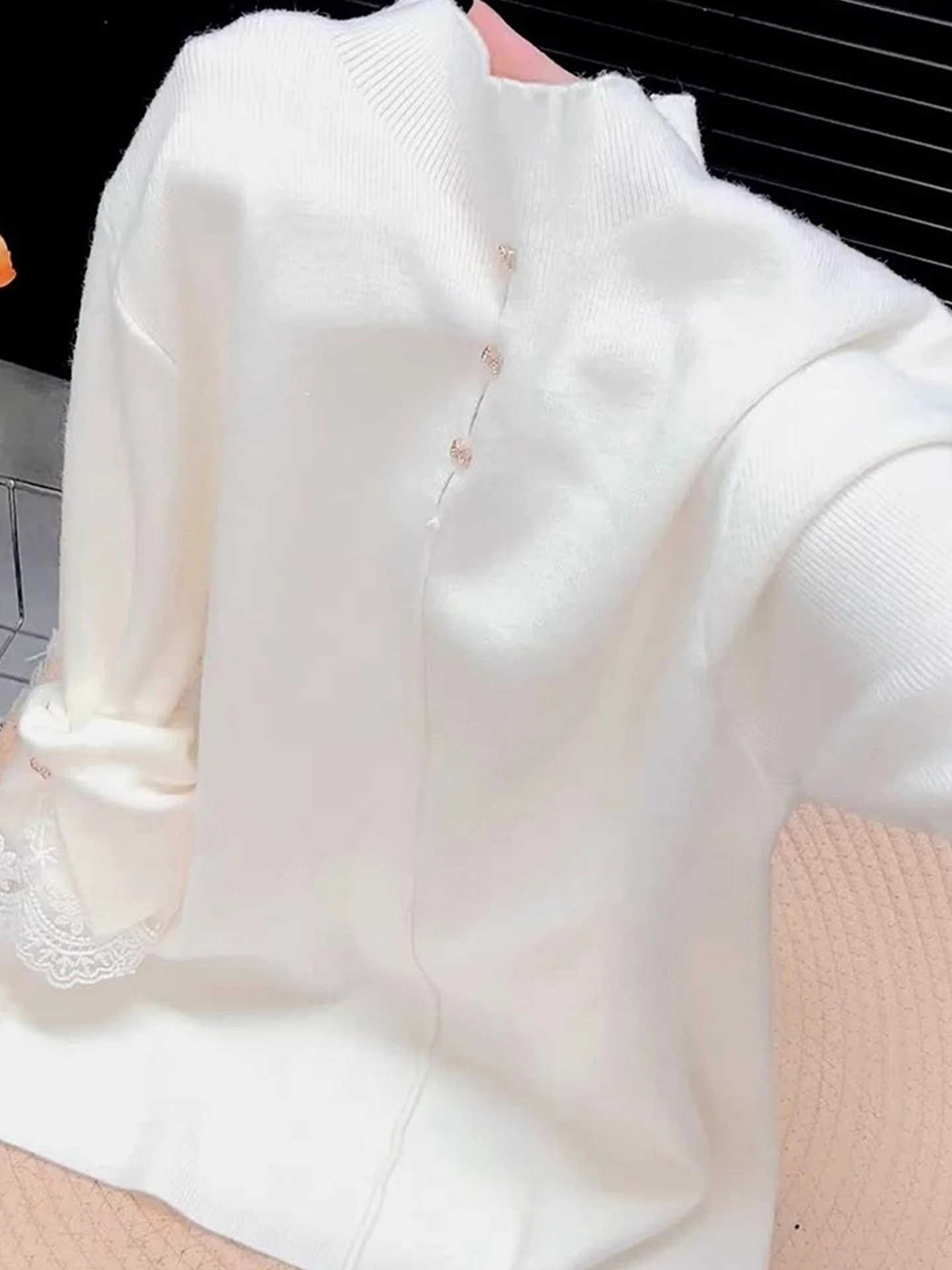 Schickes gestricktes langes Sve Crew Ne Base irt Weiches, hautfreundliches Herbst-Winter-faionable-Top Koreanische Sle Loose Fit-Strickwaren