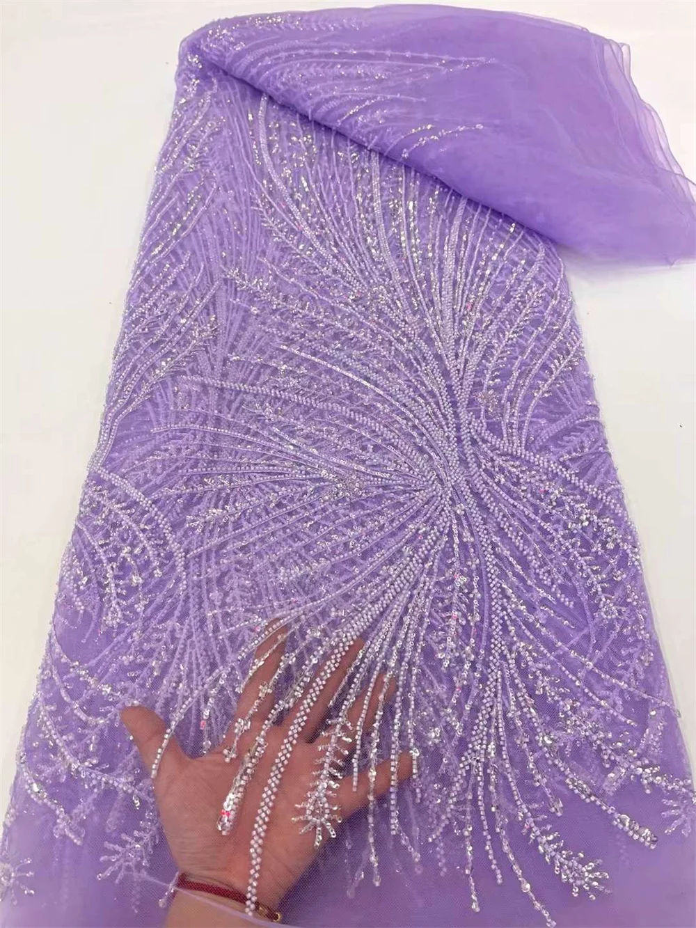 Tissu de dentelle de luxe NigWin français de haute qualité pour la fête de mariage, un tissu de dentelle de marié de paillettes africaines, A131-2, 2024, 5 Yards