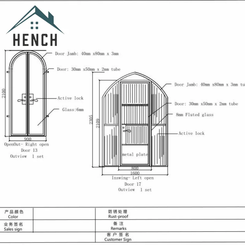 

Castle Entance Doors Fence Windows Metal Steel Material Hench Selling China