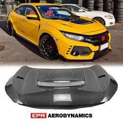 For Honda Civic Type R FK8 2017+ VRSAR1 Style Carbon Fiber Hood Trim FK8 Body Kit Tuning Racing Glossy Carbon Bonnet