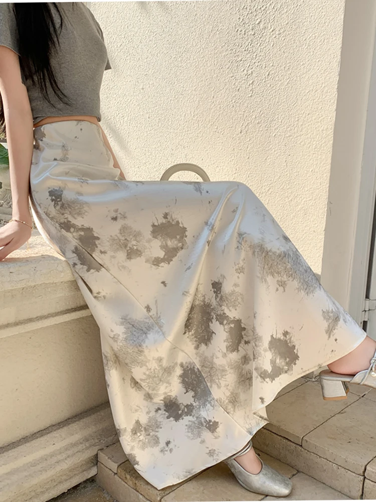 Gonna a trapezio sottile a vita alta estiva Gonna da donna allentata da strada alla moda femminile Gonna da donna attillata dolce chicly elegante da donna