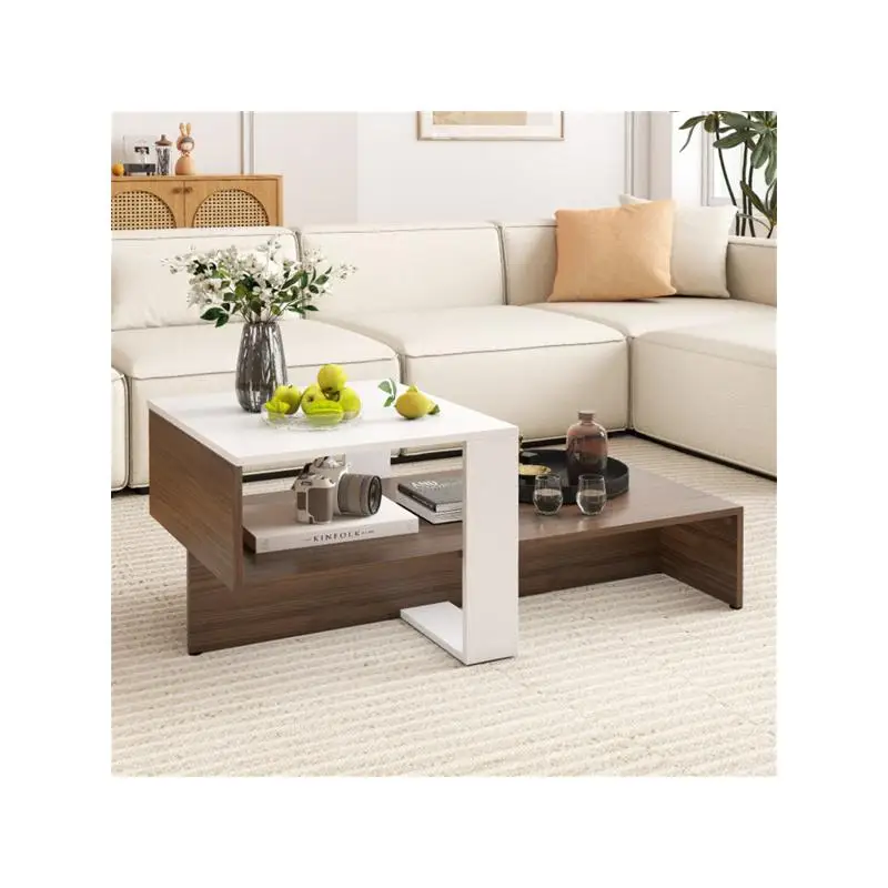 

Двухслойный двухцветный журнальный столик — стильный современный дизайн с местом для хранения вещей для декора гостиной