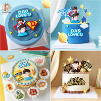Cake Decorations Dad Father Birthday Cake Topper for Father's day Daddy Birthday Super Dad With Baby Soft Glue Cake Topper Gifts