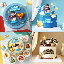 Cake Decorations Dad Father Birthday Cake Topper for Father's day Daddy Birthday Super Dad With Baby Soft Glue Cake Topper Gifts
