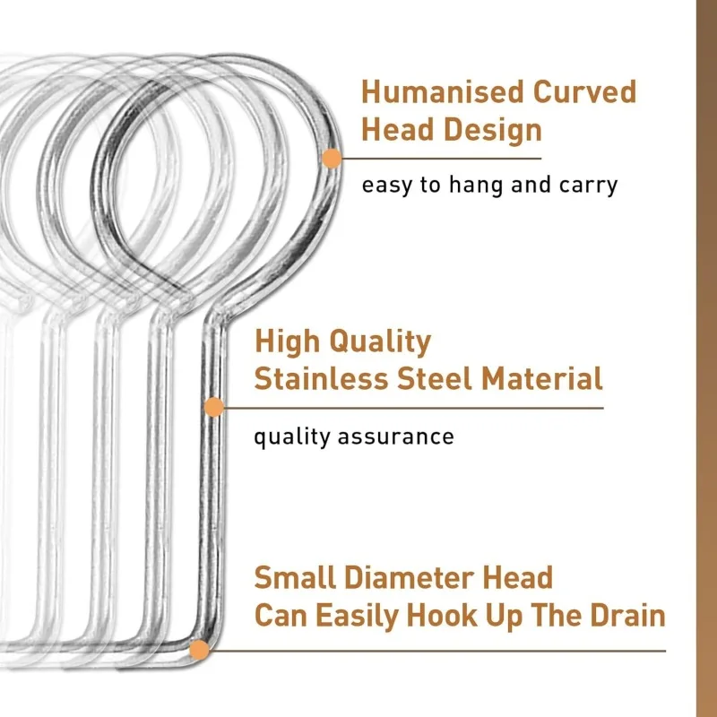 8Pcs Stainless Steel Drain Key Daily Clean Lifting Hook Shower Drain Grate Kitchen Sewer Lid Hook Utility Tool