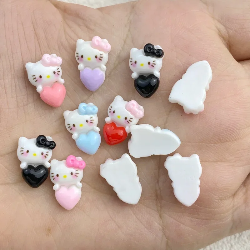 20Pcs New Cute Mini cartoon loving cat Resin Figurine Crafts Flatback Ornament Jewelry Making Manicure Hairwear Accessories