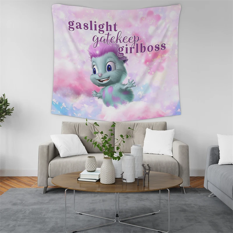Aertemisi Gaslight Gatekeep Girlboss Funny Meme Tapestry Wall Hanging Art for Bedroom Living Room Decor Party Backdrop