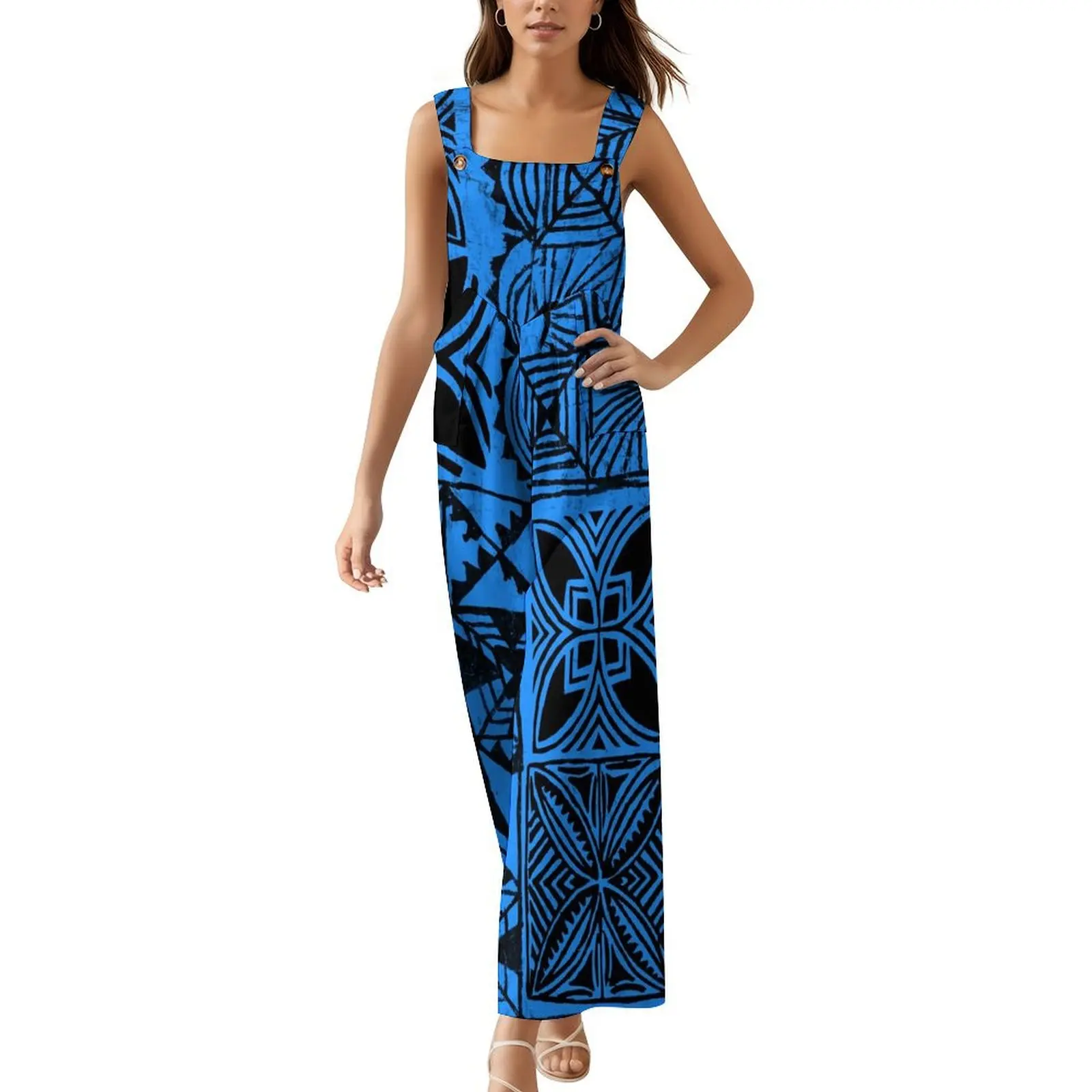 Styl etniczny Tonga Samoan Tribal Design Casual jednoczęściowy kombinezon hurtownia polinezyjski Romper szerokie nogawki seksowny kombinezon na ramiączkach kobiet