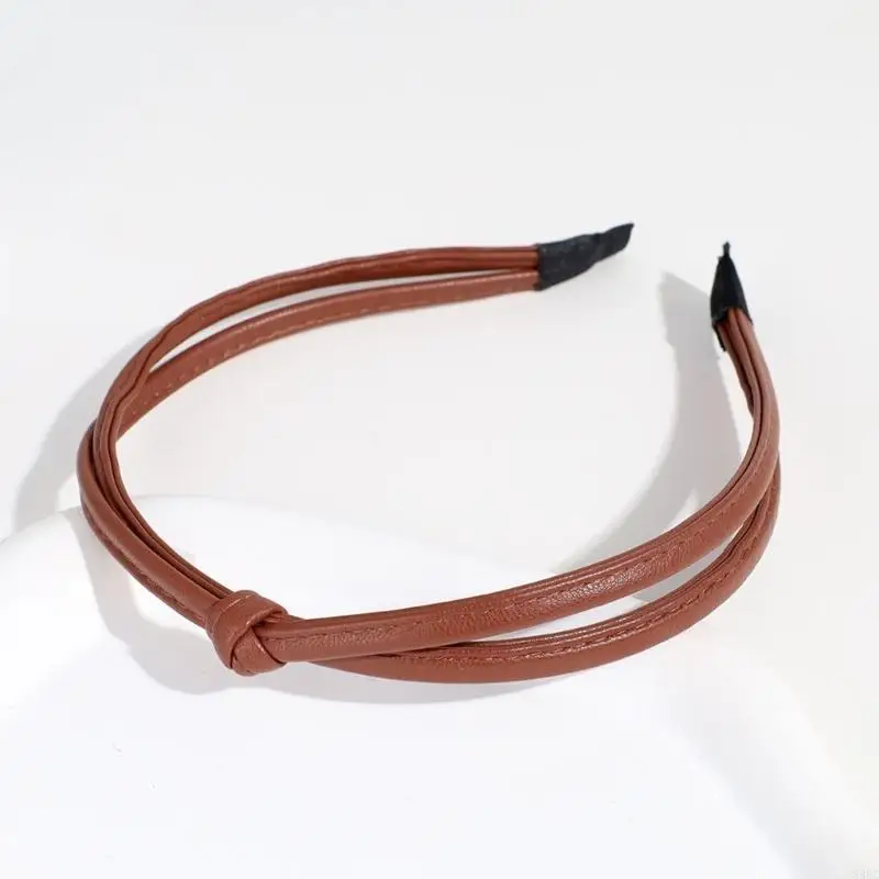 

39BC Elegant PU Knotted Headband Korean Hairhoop Casual Wear Women Headwear