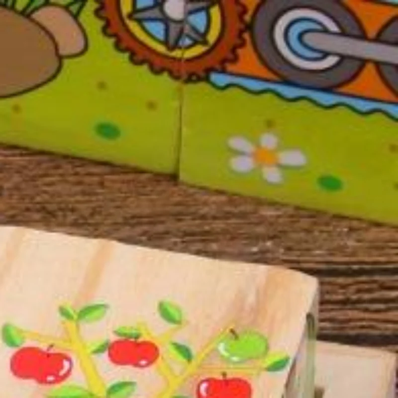 

Набор из 9 деревянных кубиков-головоломок для малышей: развивающие игрушки с животными, фруктами и транспортом для изучения форм и распознавания