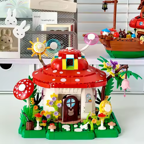 Idea Fairy Tale Street View Mini Block Fantasy World Architecture Mushroom House Building Bricks Construction Toys For Gifts