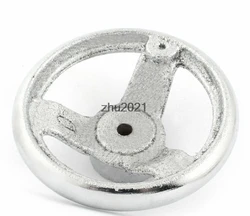 100mm 3 Spoke Round Iron Hand Wheel Silver Tone for Industrial Lathe