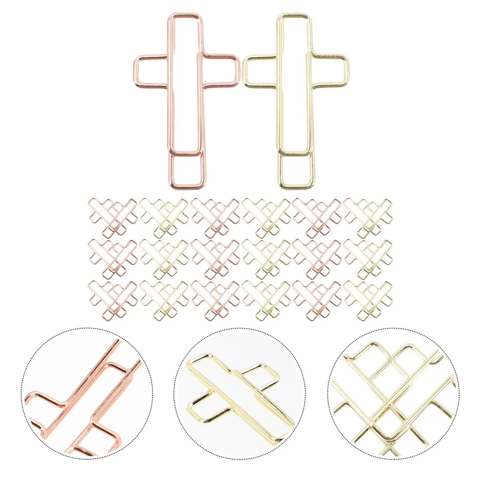 100 Pcs Cross Shape Paper Clips Crucifix Shaped Document Cable Clamp File Novelty Small Office Binding Supplies Metal Homework