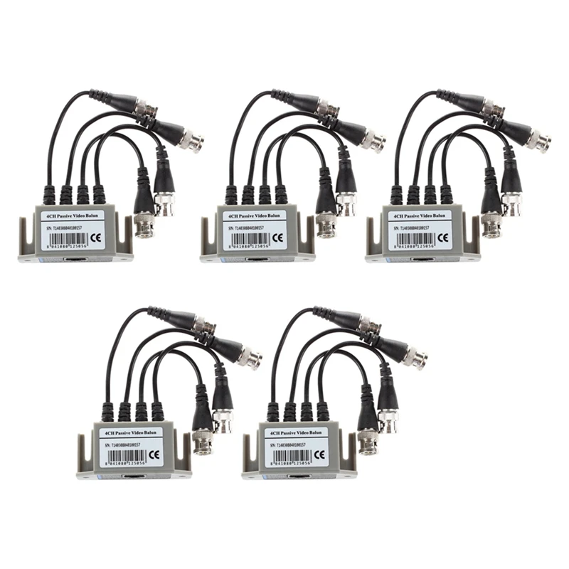 5X 4-Channel Video Balun BNC UTP CAT5 Transmitter For CCTV/ Surveillance Camera Trend