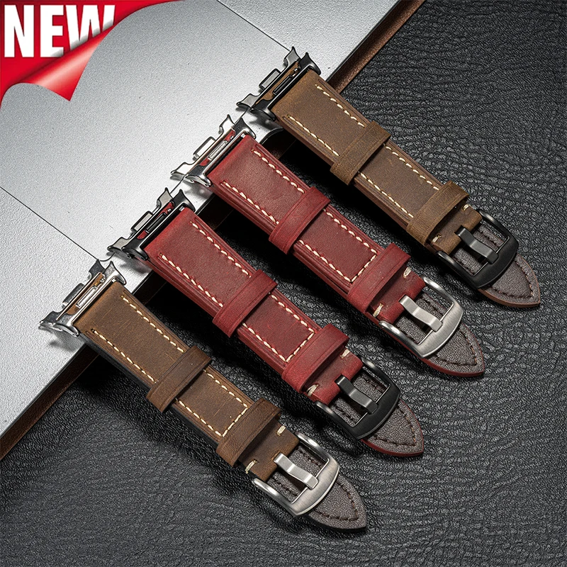 First Layer Genuine Leather Strap for Samsung Galaxy Watch 8 40/44mm 8Classic 46mm Business Bracelet for Galaxy Watch Ultra 47mm