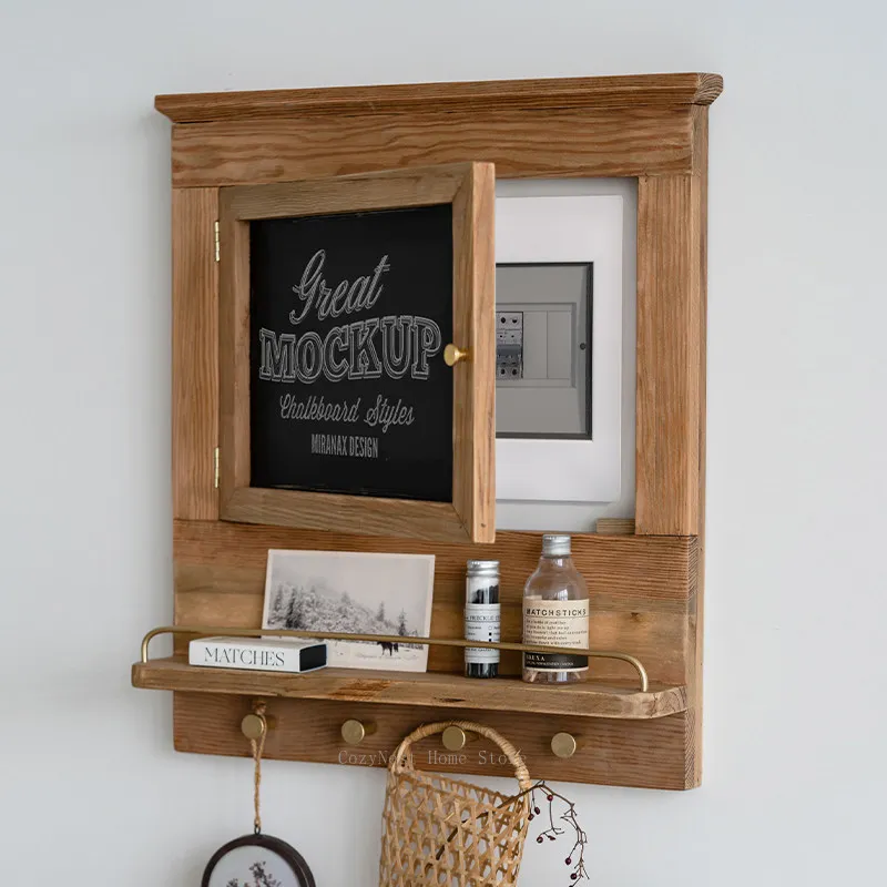 Solid wood meter box occlusion multi-functional shelf creative blackboard pine electric box decoration