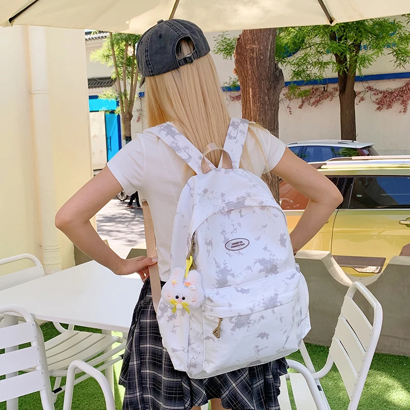 Nueva moda, versátil, para mujer, gran capacidad, teñido anudado, tela de nailon, mochilas escolares para estudiantes, mochila de viaje de ocio minimalista al aire libre