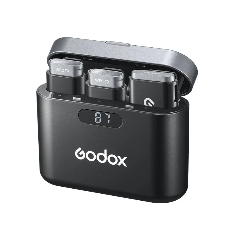 Godox WEC KIT1 KIT2 2.4G Mini Wireless Lapel Microphone with Charging Case, for Smartphone Camera Podcast Interview YouTube