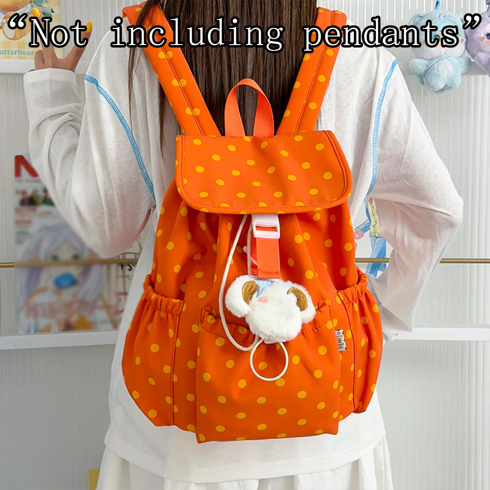 Casual Backpack polka dot drawstring backpack lightweight spacious multi pockets adjustable straps for daily outing weekend trip