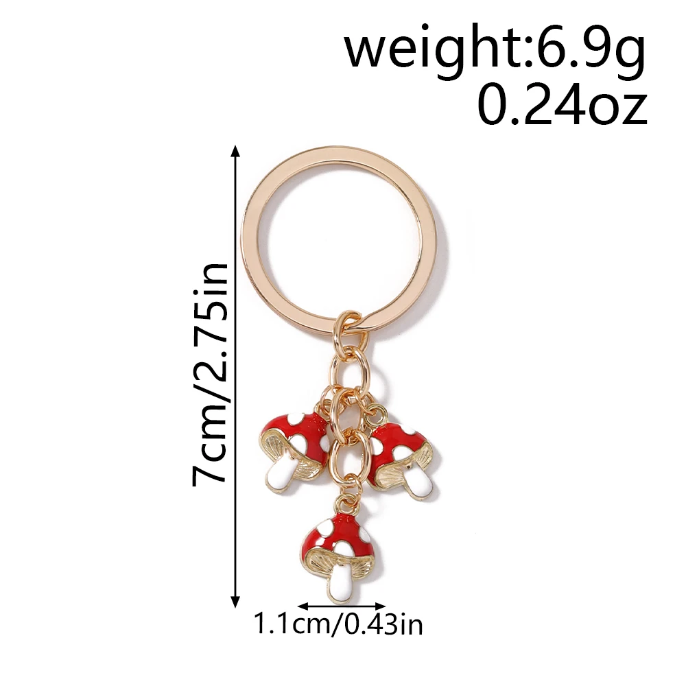 Aihua Niedlicher Pilz-Schlüsselanhänger, vergoldeter Pilz-Schlüsselring für Damen und Herren, Handtaschenanhänger, handgefertigter Schmuck, Geschenke – Detail 1