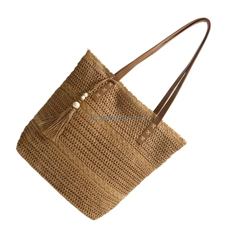 340D Practical Oversized Straw Beach Bag With Multiple Carrying Option Shoulder Bag Casual Handbag For Women and Girls