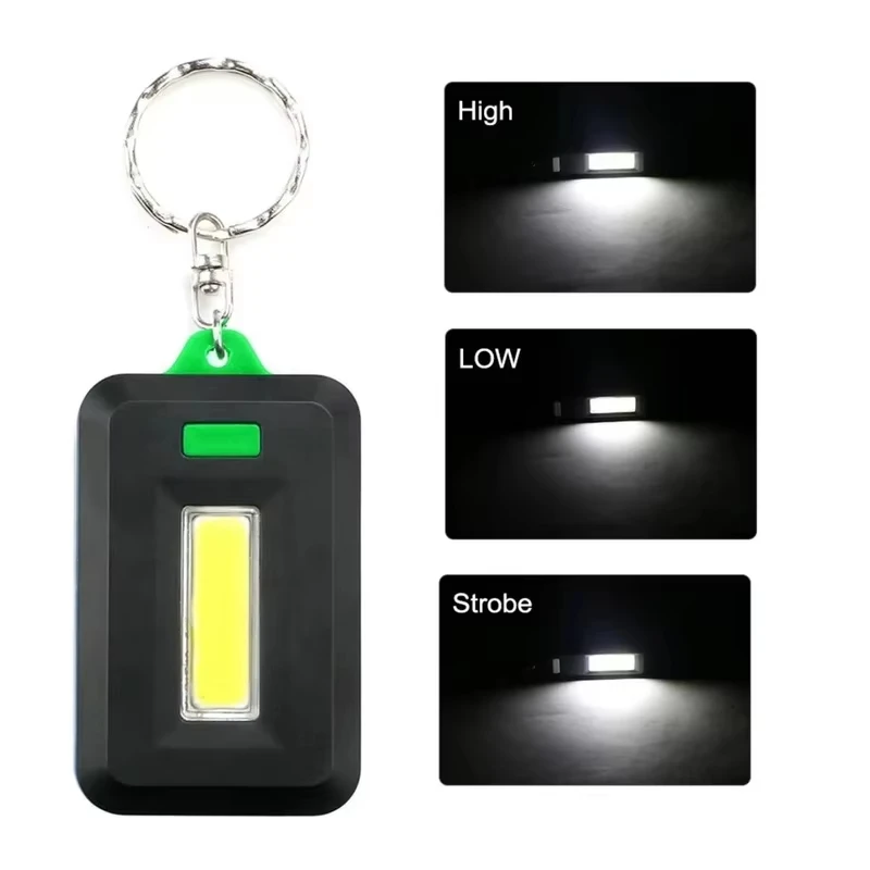 COB LED Flashlight Key Ring Outdoor Sports Portable Emergency Light Camping Hiking Light Lamp Outdoor Tool