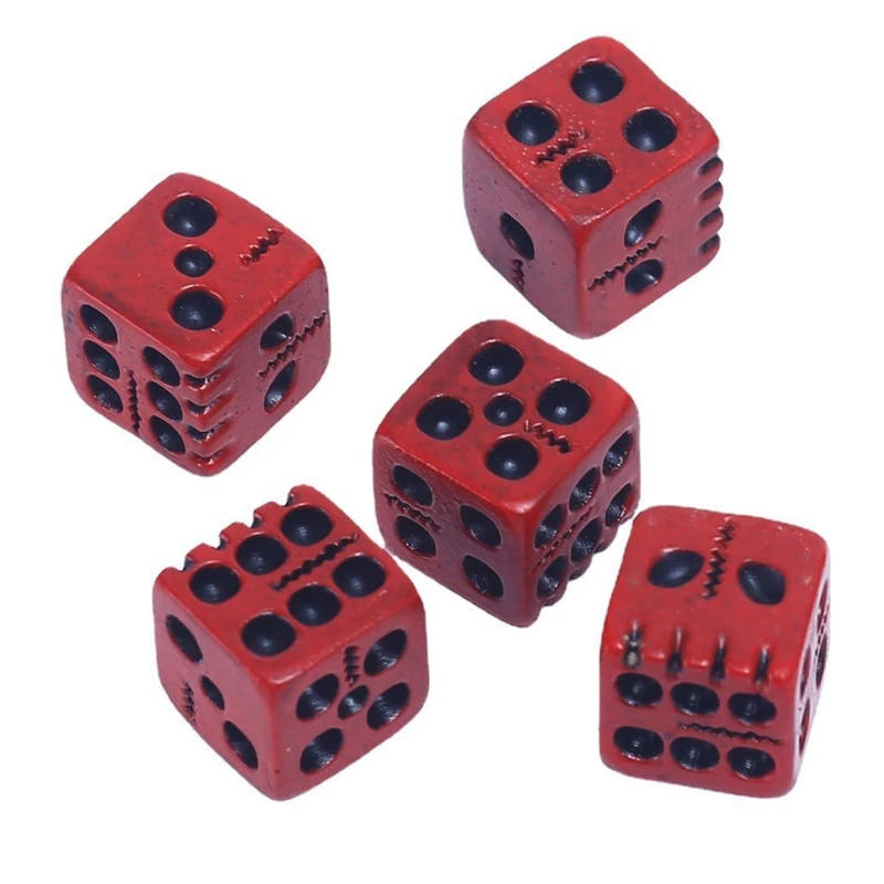 5Pcs 0.71in 6 Sided Skeleton Dice Creative DIY Educational Dice Engraving Red Skull Dice Pack Resin Dice For Party Club 2022 New