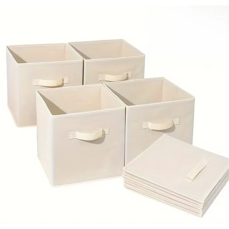 

2 Pcs Cubes Bins Pure Color Non Woven Square Storage Box Clothes Toys Sundries Storage Box Wardrobe Drawer Bathroom Organizer