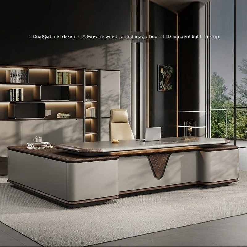 #Modern Executive Desk for Office, Large L-Shaped Boss Desk, Minimalist Design with Storage, Premium MDF + Steel Frame, CEO Desk