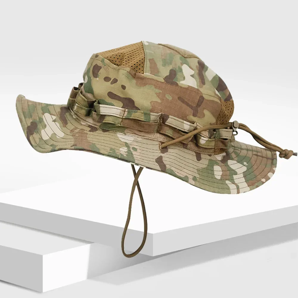 

Camo Boonie Hat Sunscreen Breathable Bucket Hat Men's Outdoor Hiking Hunting Fishing Windproof Fisherman's Hat