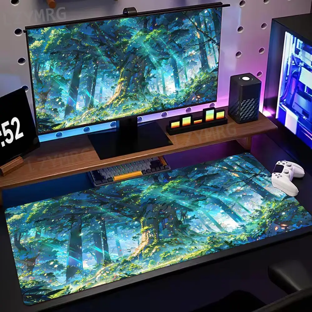 لوحة ماوس ذات مناظر طبيعية على شكل زهور الربيع، ملحقات مكتبية كبيرة مطاطية مضادة للانزلاق، لوحة ماوس للمكتب والألعاب، سجادة لوحة المفاتيح، سجادة ديكور