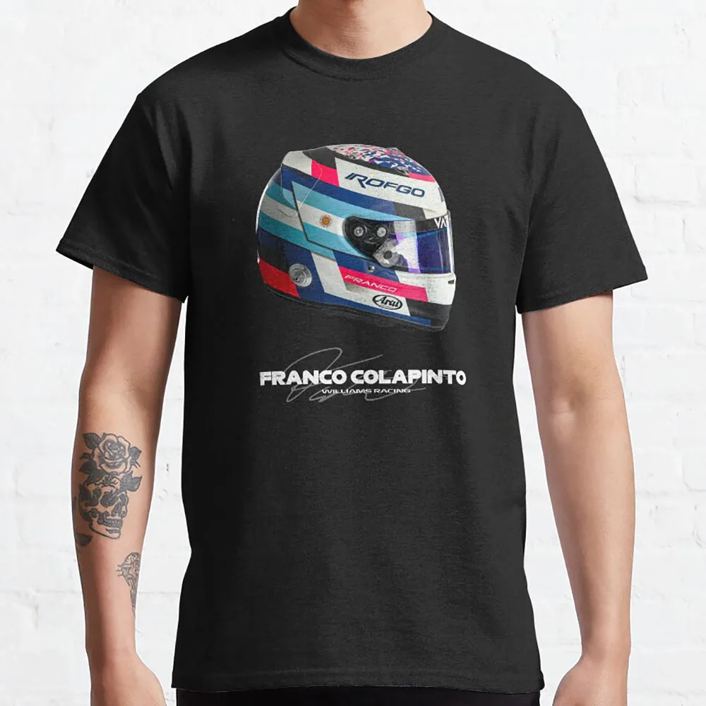 Retro Franco Colapinto (F1 2024 Helmet) graphic t shirts for men Gift For the racing lovers large size tops 100% cotton clothing