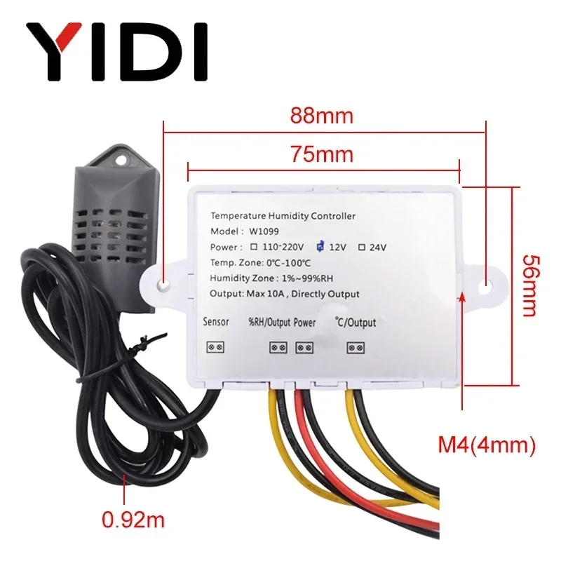 W1099 Digital LED Temperature Humidity Controller 12V 24V 110V 220V Thermometer Hygrometer Meter Sensor Thermostat For Incubator image 6