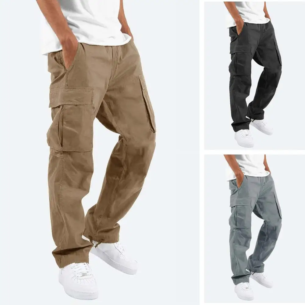 New Cargo Pants Men\'s Loose Straight Oversize Clothing Solid Grey Versatile Work Wear Black Joggers Cotton Casual Male Trousers