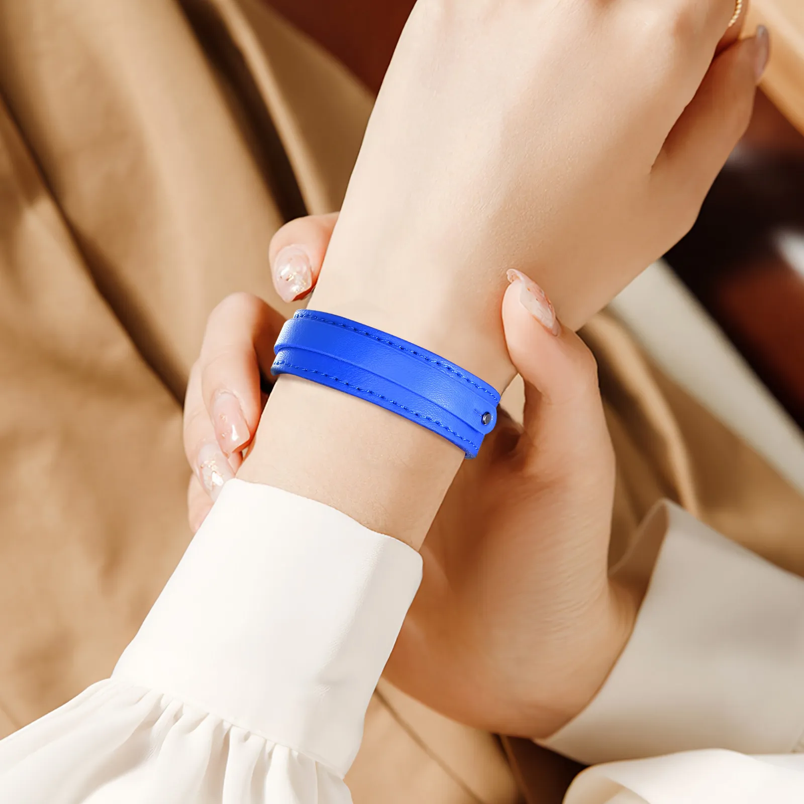 

10Pcs Wristbands Comfortable Adjustable Snap Closure Vibrant Colors Double Layer Design Blank Bracelet for DIY Jewelry