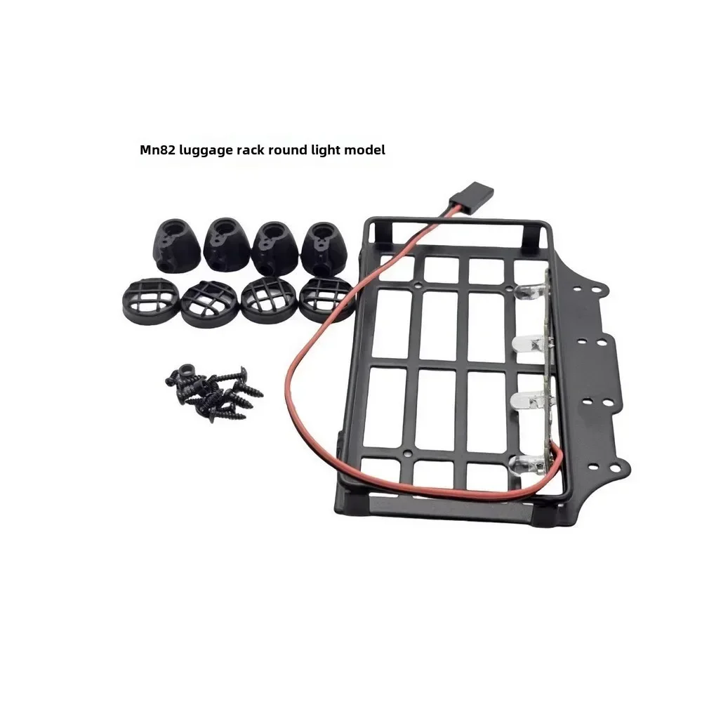 Porte-bagages en métal MN82 LC79, support de toit avec lumière LED 1/12 RC, pièces de mise à niveau de voiture, accessoires