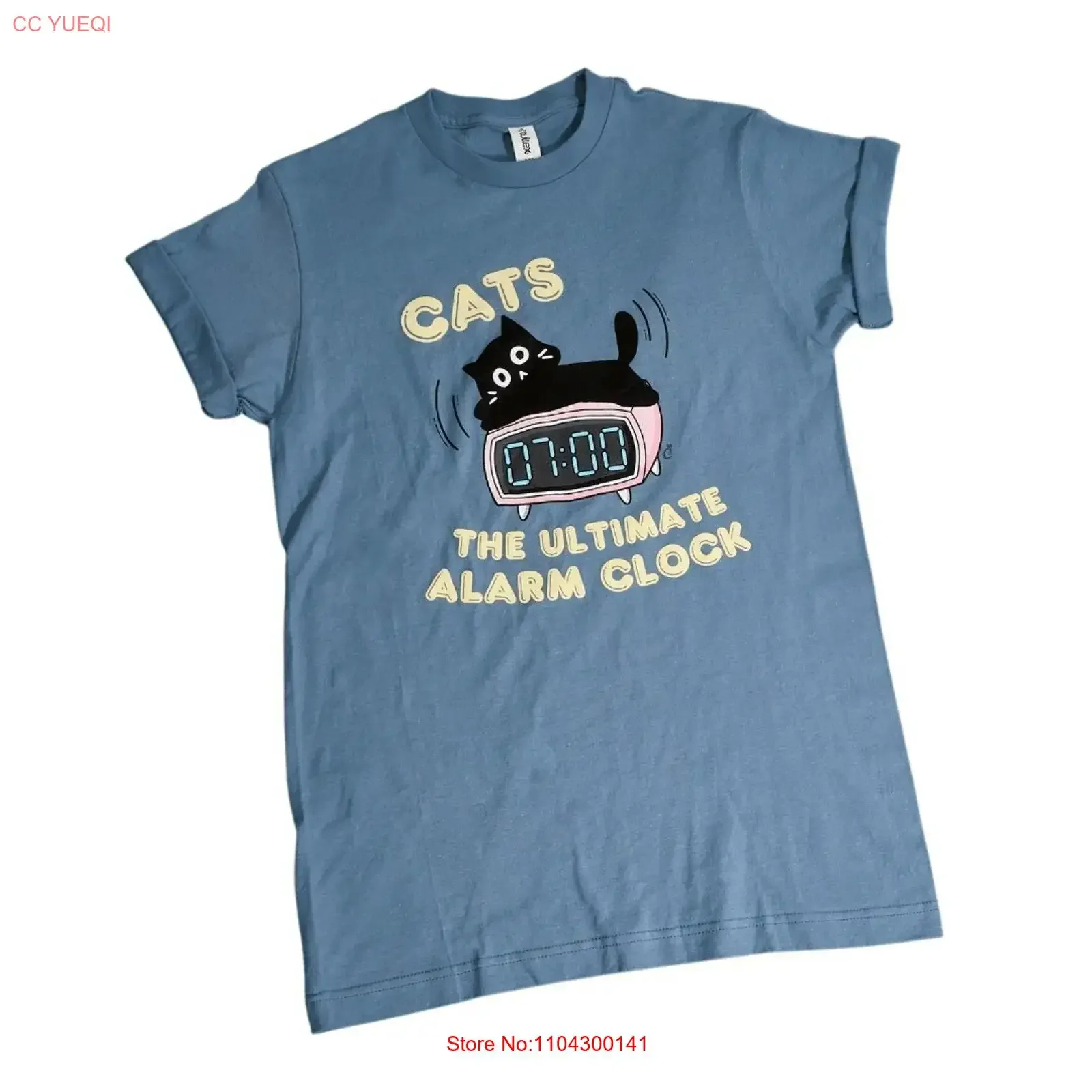 Cats The Ultimate Alarm Clock T Shirt in Blue Size XXL vintage Washed homme streetwear Comfortable Slightly Unisex fashion