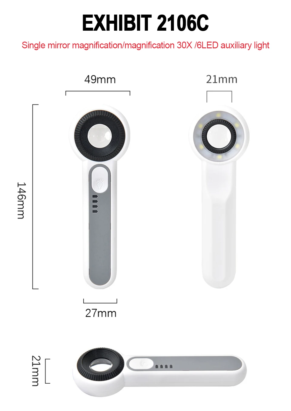 Handliche, wiederaufladbare Lupe mit LED-Licht, 3 Modi, beleuchtete Lupe für Senioren, zum Lesen, für Reparaturen, zum Basteln und zur Inspektion. – Detail 15
