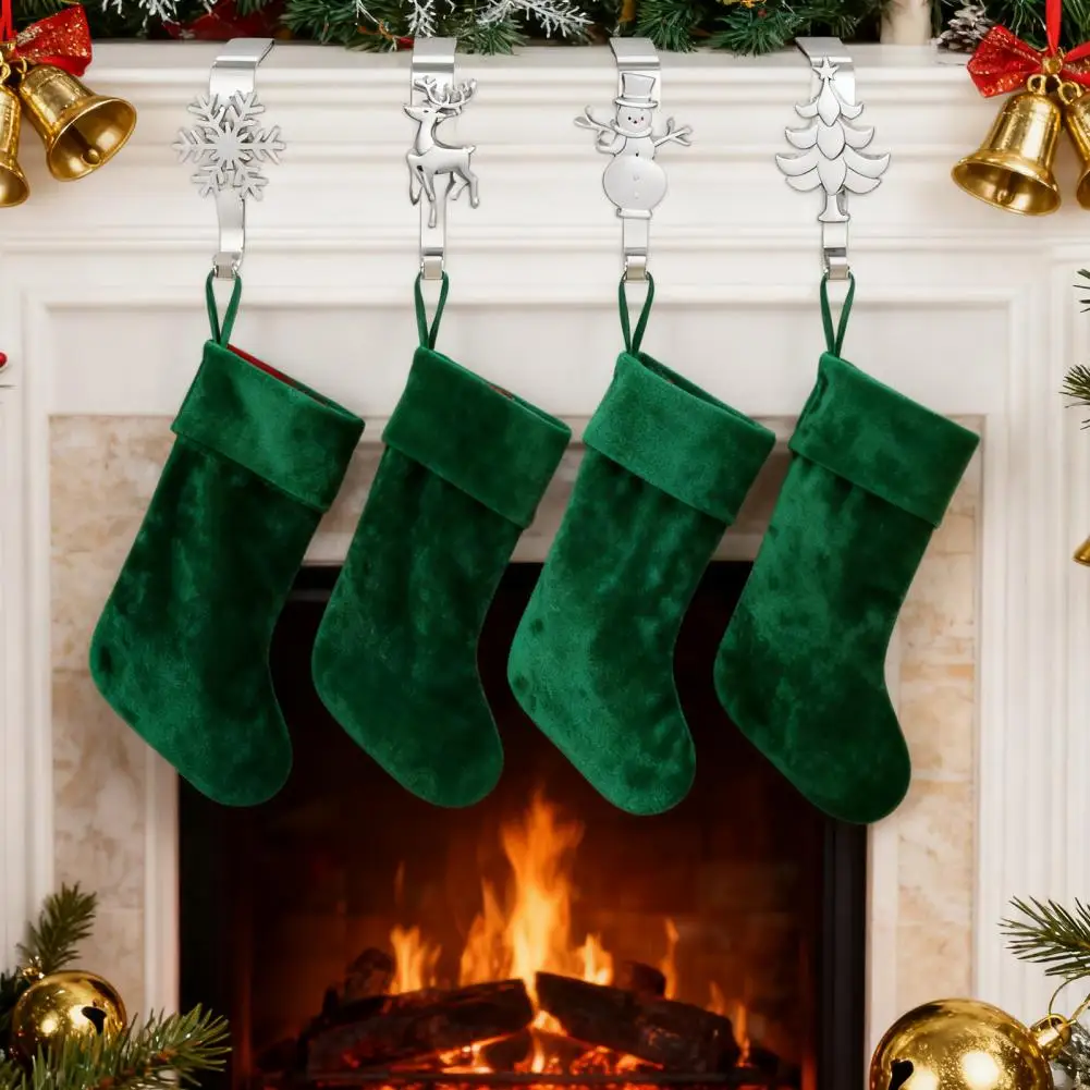 Christmas Mantel Hook Mantel Stocking Holders Metal Christmas Stocking Holders for Mantel Fireplace Snowflake for Garlands