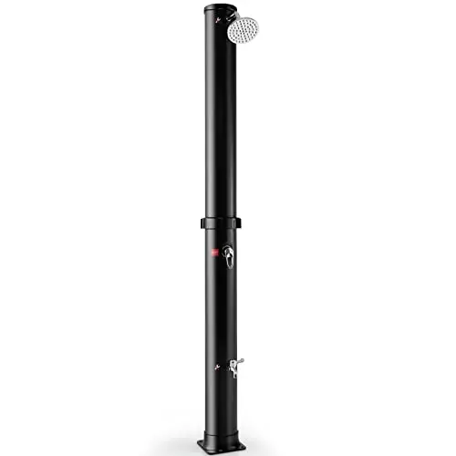 7.2 FT 10 Gallon 2-Section Solar-Heated Outdoor Shower, Pool Shower W/Free-Rotating Shower Head, Foot Tap Spigot