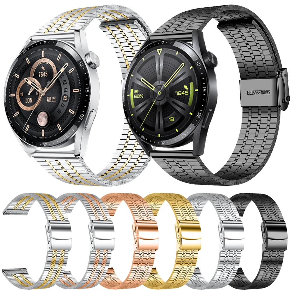 Correa de reloj de Metal para HUAWEI Watch GT 4 GT3 2 Pro, 46mm, 42mm, pulsera para HONOR MagicWatch GS 20 22mm, correa de acero inoxidable