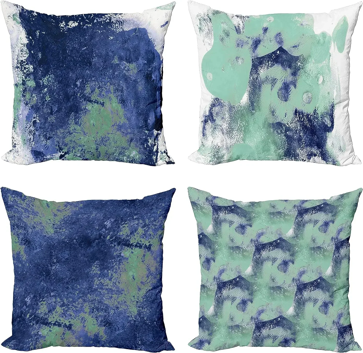 Abstract Pillow Cover Cushion Cover, Modern Printing, Digital Printing, Mint Green Violet Blue Short Plush Pillowcase