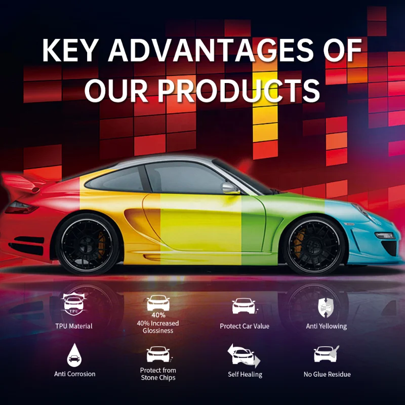 High Quality Durable TPU PPF Self Healing Color Change Glossy Printed Golden Series Film Automotive Protection