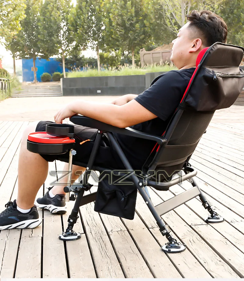 Portable Outdoor Retractable Fishing Chair with Adjustable Stool Folding Camping Chair Fishing Equipment，Chaise Lounge