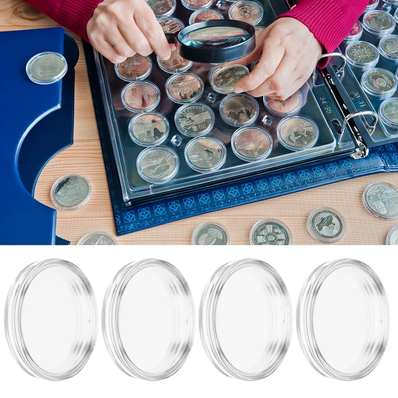10 pcs Small round transparent plastic coin capsules box 26mm-AD33